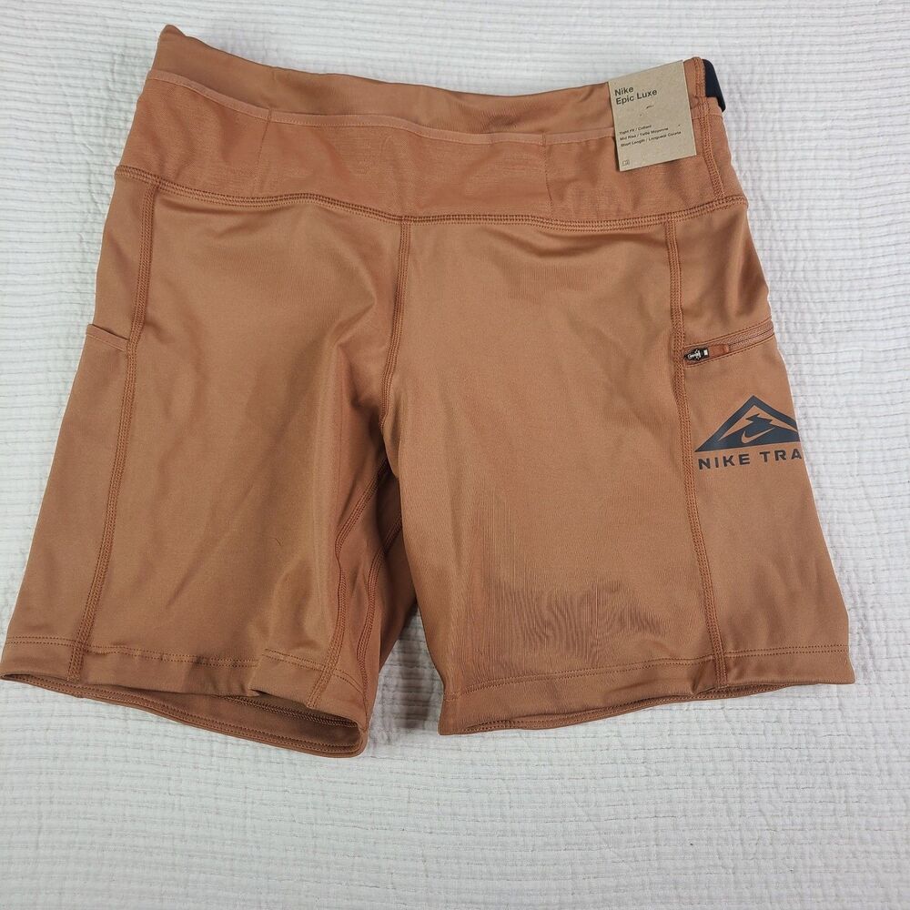 Nike Dri-Fit Epic Luxe Trail Running Tight Shorts Burnt Orange Womens Large NWT